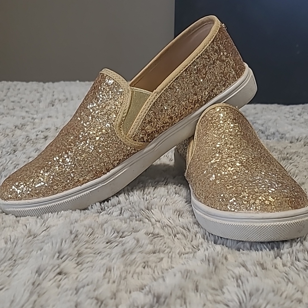 Gold Glitter Slip-On Women Shoes